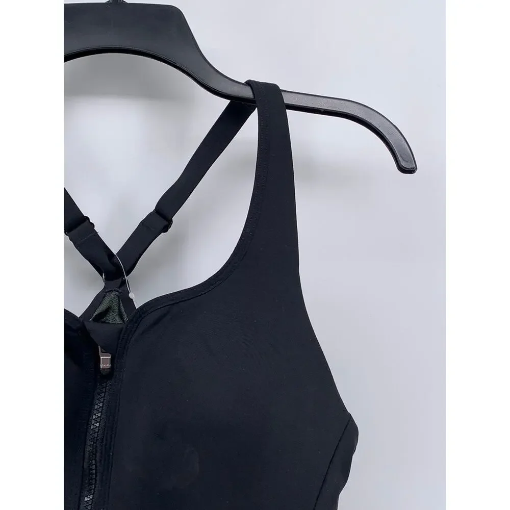 ATHLETA Women's Black Advance Zip Front Active Bra SZ 38B